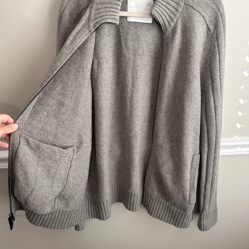 Banana Republic Men Cashmere Full Zip Sweater XL Mock Neck Ribbed Preppy Pockets